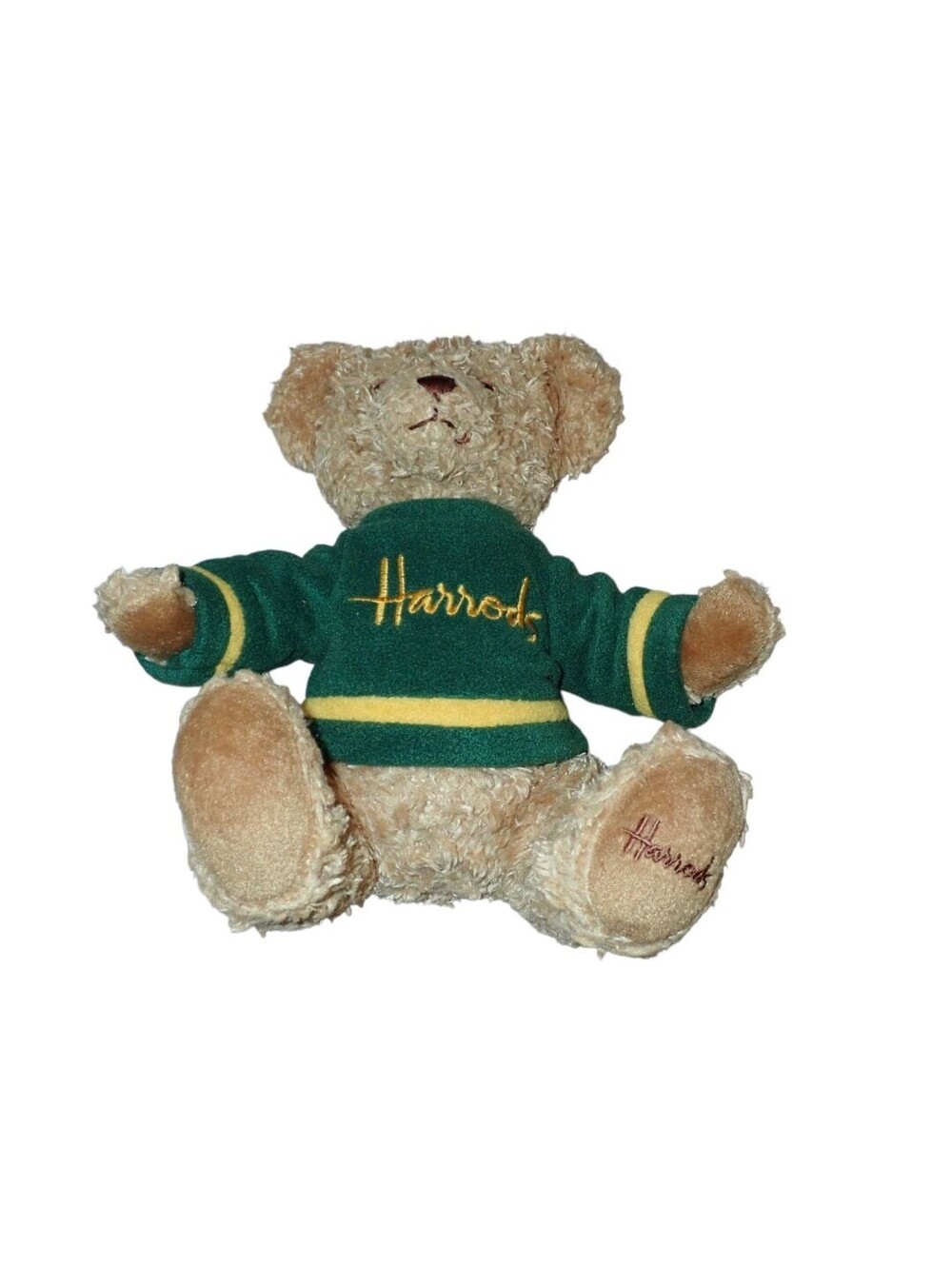 Harrods Knightsbridge 7.5" Teddy Bear Green Fleece Sweater Embroidered Logo